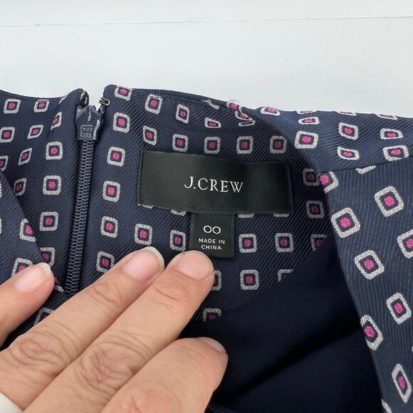 NWT J. Crew Navy Pink Pleated Full-skirt Jacquard Dress 00 Classy Career Retro - Picture 7 of 14